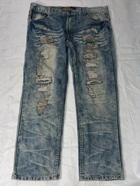 Denim & Rivets 38 Reg 0333 Authentic Denim Best Wear Acid Wash Distressed Jeans